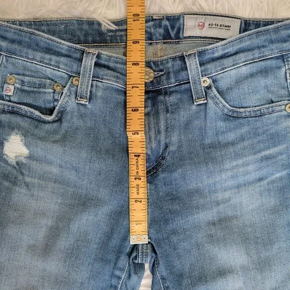 AG Adriano Goldschmied Blue Distressed The Legging Super Skinny - Size 0